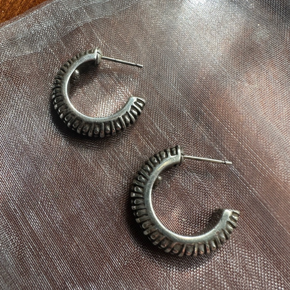 Brighton Textured Silver Hoop Earrings